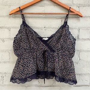 Floral Camisole Top with Lace Trim